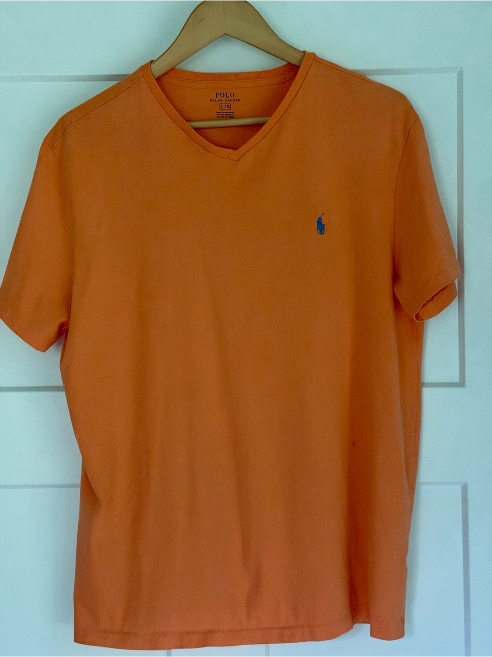Polo by Ralph Lauren Orange V-Neck Tee with Blue Pony
